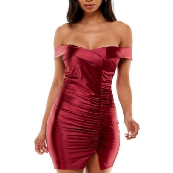 NWT Wine Crystal Doll Satin Dress - Picture 1 of 10